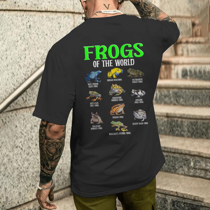世界のカエル カエル種 生物学 自然 メンズTシャツ バックプリント 彼への贈り物
