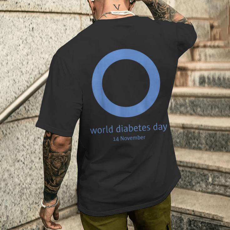 世界糖尿病デー 糖尿病の啓発 メンズTシャツ バックプリント 彼への贈り物