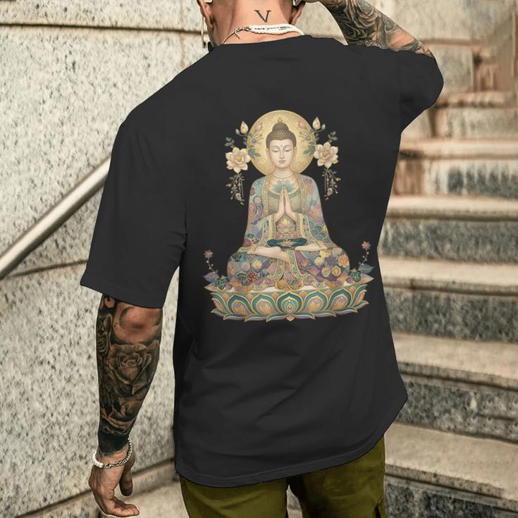 仏像 ヨガ 仏教 禅 瞑想 メンズTシャツ バックプリント 彼への贈り物