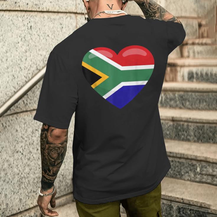 南アフリカ ハート 南アフリカお土産 南アフリカ国旗 メンズTシャツ バックプリント 彼への贈り物