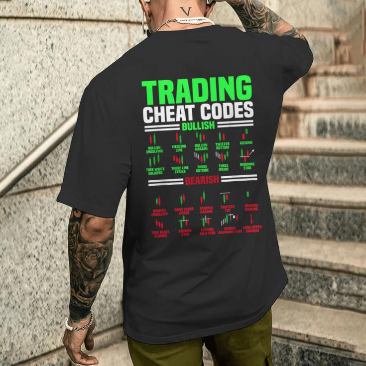 取引チートコードローソク足パターン、面白い株トレーダー メンズTシャツ バックプリント 彼への贈り物