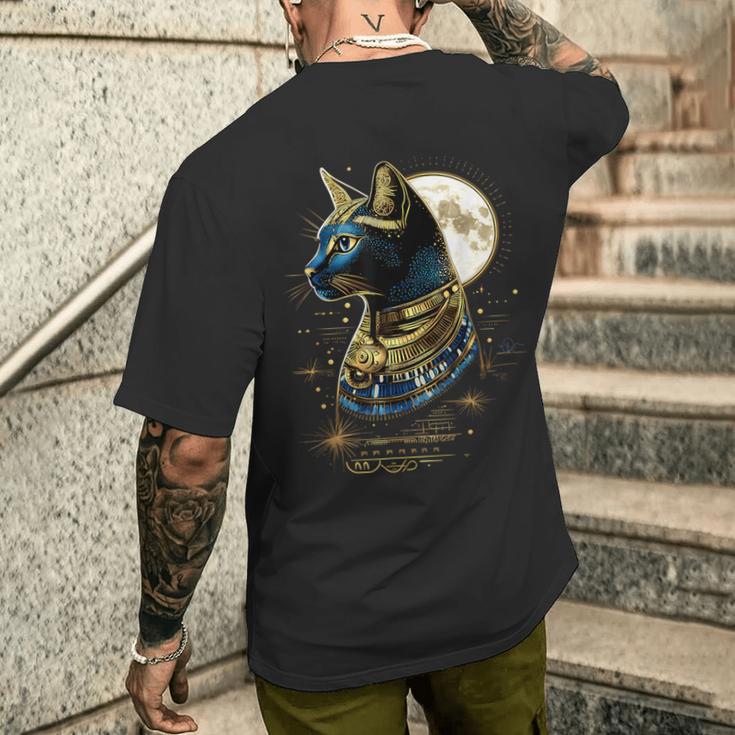 古代エジプト エジプト神 猫 エジプト学 ツタンカーメンバステット メンズTシャツ バックプリント 彼への贈り物