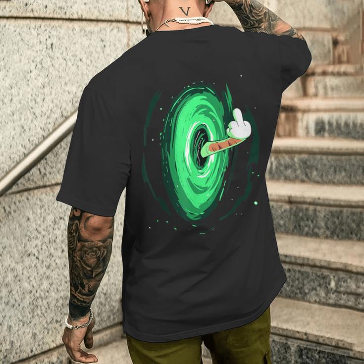 可愛いお笑い猫 背中に中指付き メンズTシャツ バックプリント 彼への贈り物