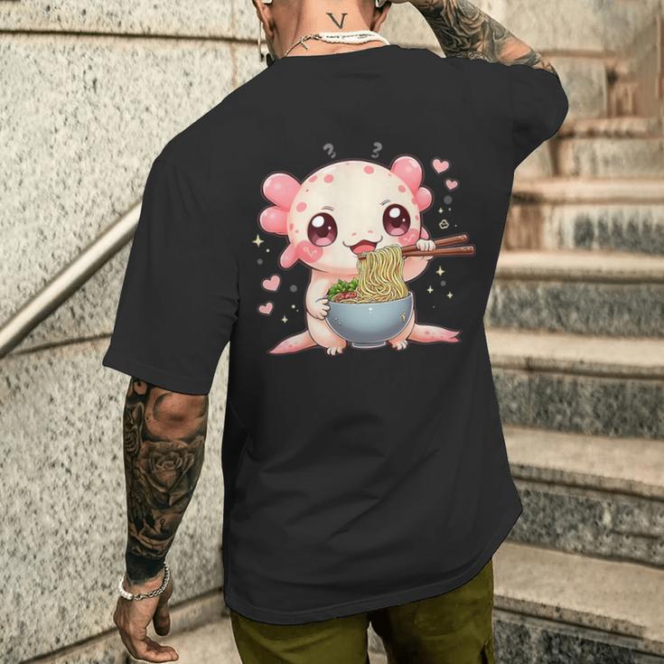 可愛いウーパールーパーラーメン メンズTシャツ バックプリント 彼への贈り物