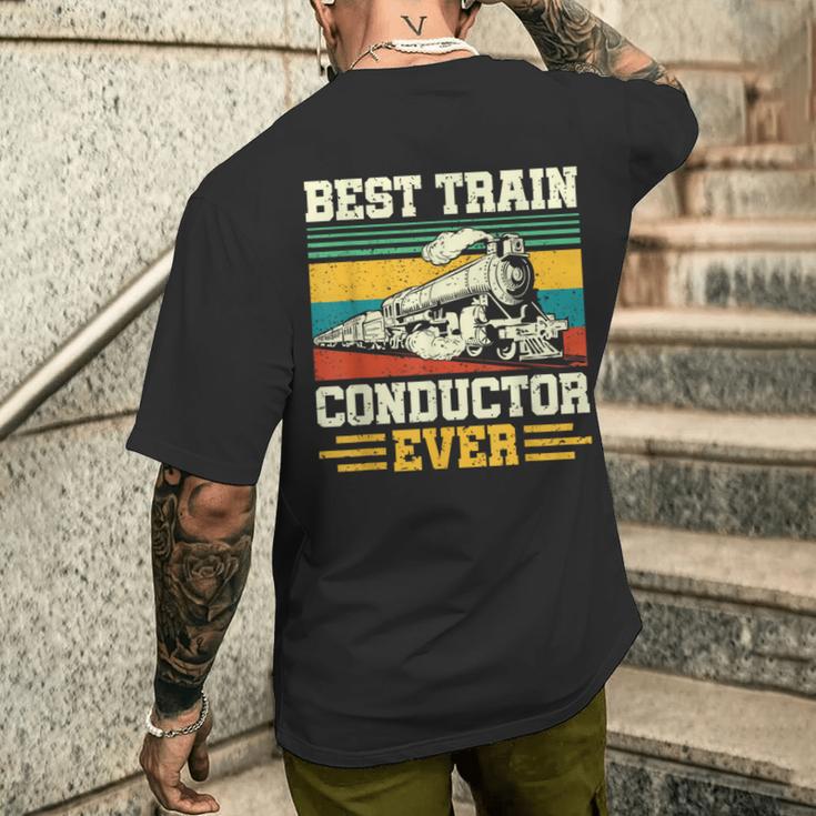 史上最高の電車の車掌 Conductor Railroad メンズTシャツ バックプリント 彼への贈り物