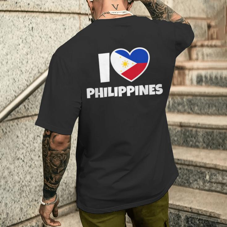 国旗とハートのアイ・ラブ・フィリピン メンズTシャツ バックプリント 彼への贈り物
