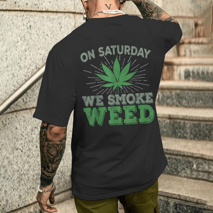 土曜日はwemoke Weeed-鈍いジョイントガンジャディスペンサリーアート メンズTシャツ バックプリント 彼への贈り物