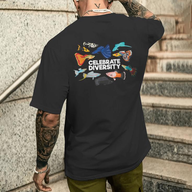 多様性を祝う アクアリウムフィッシュシャツ メンズTシャツ バックプリント 彼への贈り物