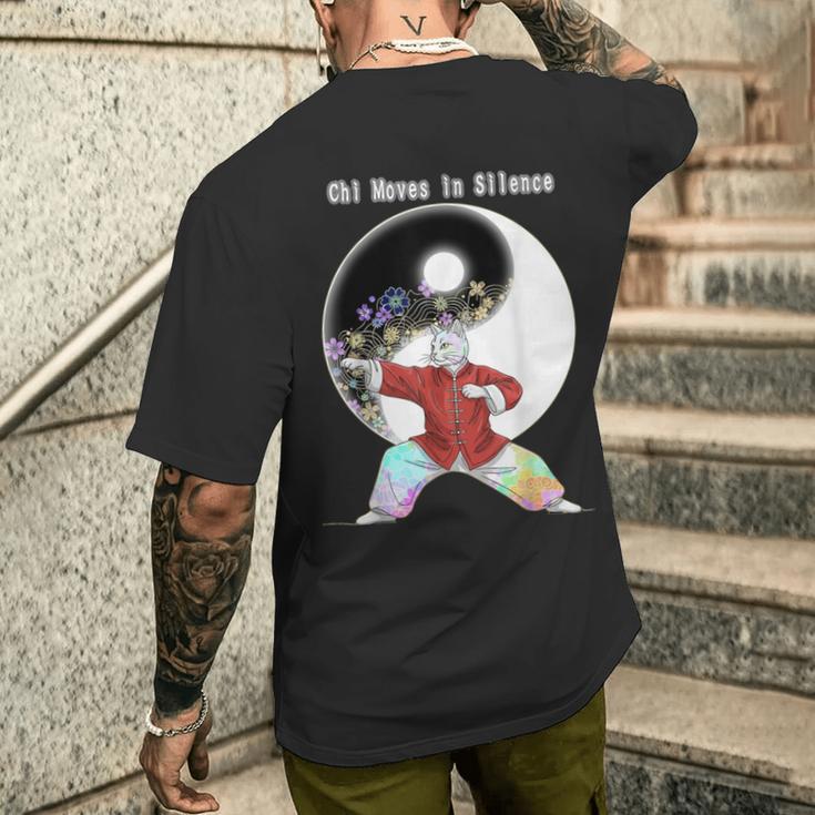 太極拳をする猫 メンズTシャツ バックプリント 彼への贈り物
