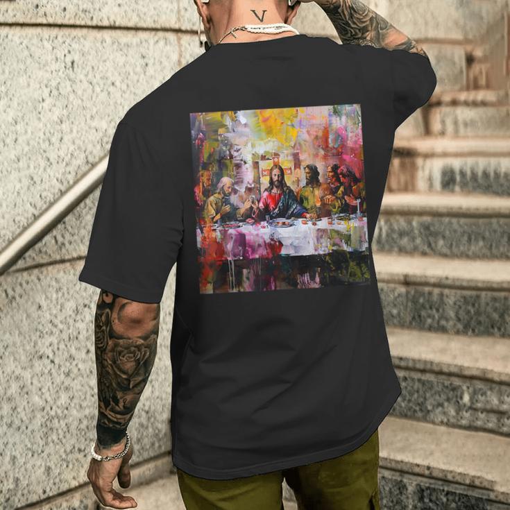 宗教と現代美術、信仰、最後の晩餐 メンズTシャツ バックプリント 彼への贈り物