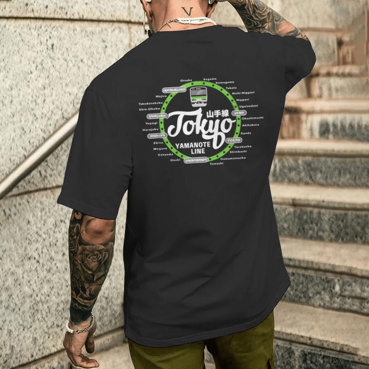 山手線 東京 和漢字 お土産 新宿 渋谷 メンズTシャツ バックプリント 彼への贈り物