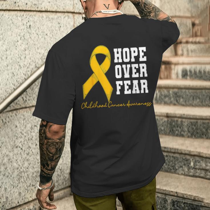 恐怖に希望 小児がん啓発サポート メンズTシャツ バックプリント 彼への贈り物