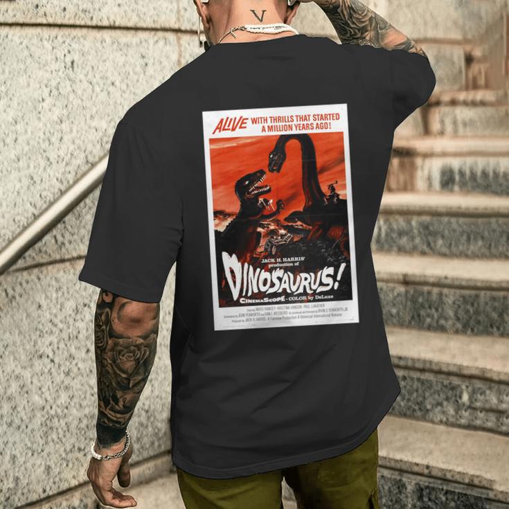 恐竜レトロヴィンテージ映画ポスタープリント 長袖tシャツ メンズTシャツ バックプリント 彼への贈り物
