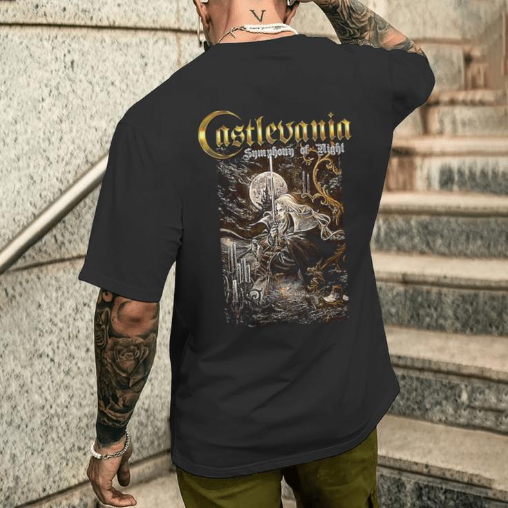 悪魔城ドラキュラ シンフォニーボックス アート ゴシック 月 夜 レトロ ゲーマー 長袖tシャツ メンズTシャツ バックプリント 彼への贈り物