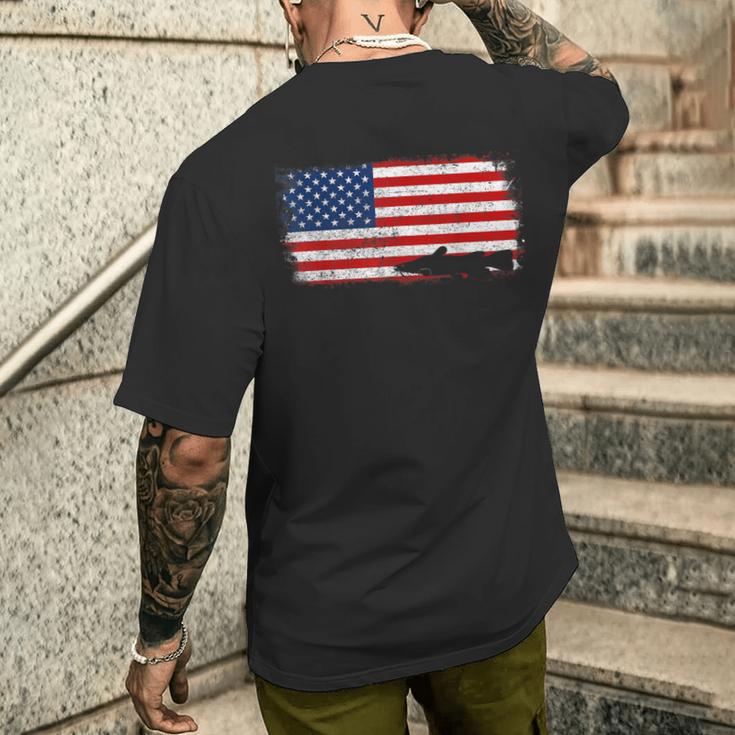 愛国的なクリスタルアイ ナマズフィッシュ アメリカ国旗 ビンテージ メンズTシャツ バックプリント 彼への贈り物
