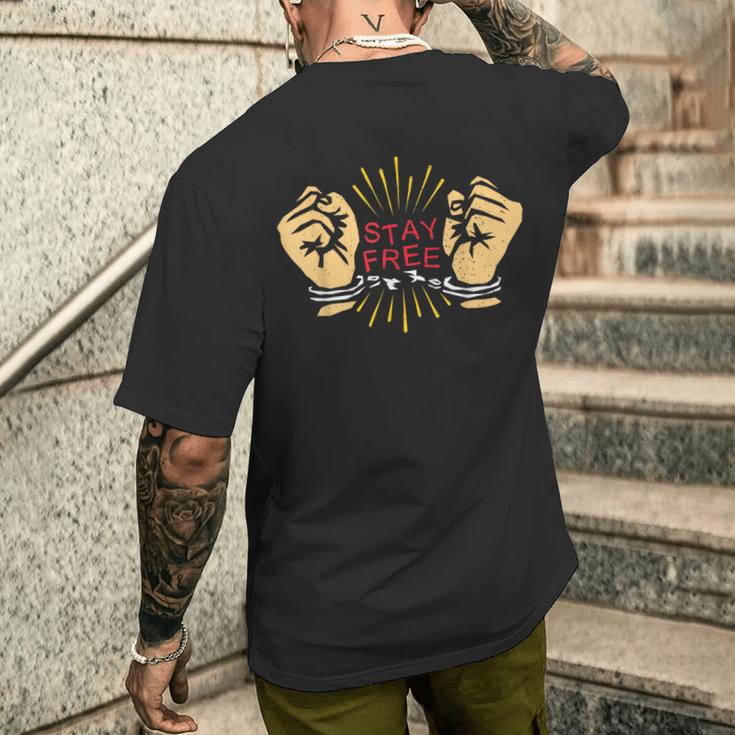手錠ステイフリーtシャツ 伝統的な刑務所の刑務所休憩 メンズTシャツ バックプリント 彼への贈り物