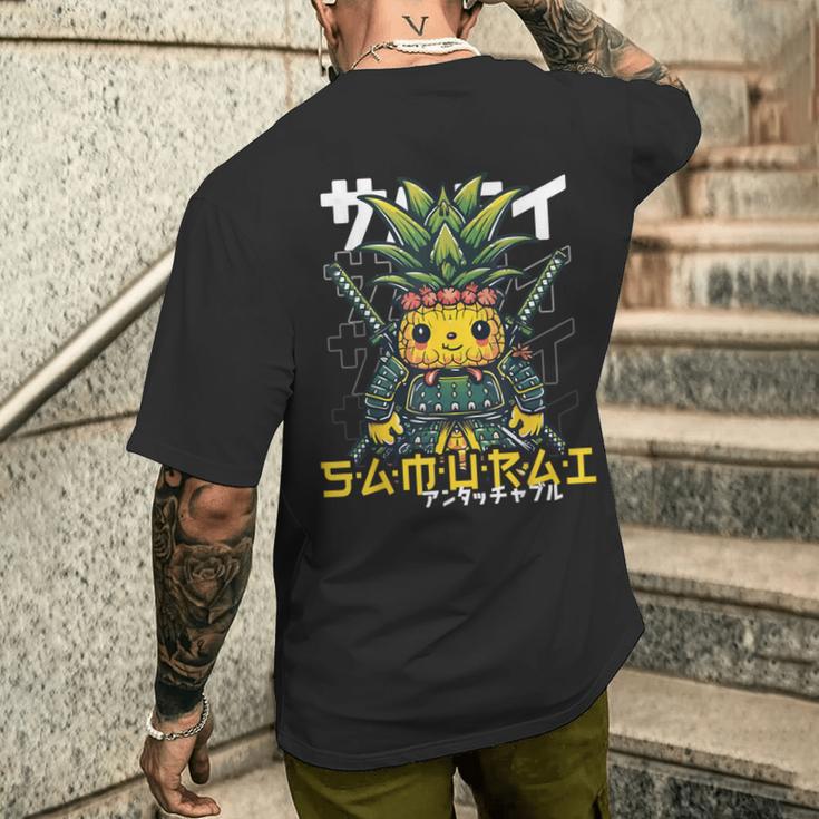 日本の侍 パイナップル戦士 浮世先生サムライ メンズTシャツ バックプリント 彼への贈り物