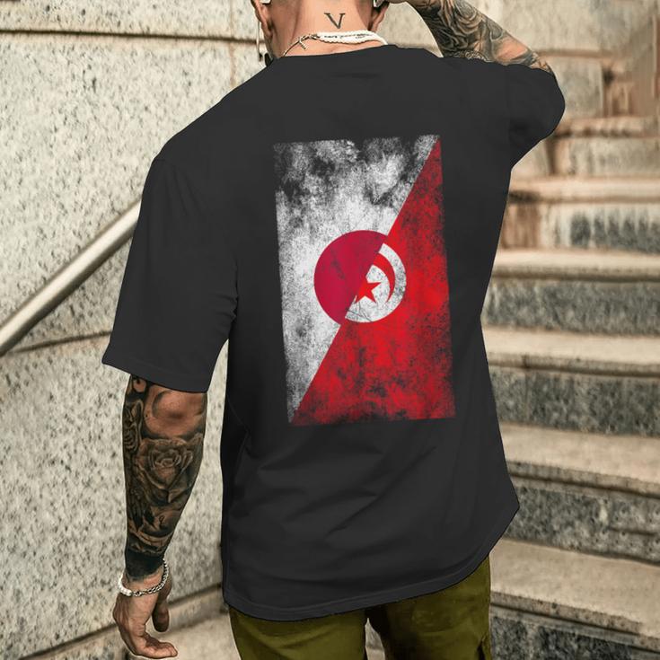 日本チュニジア国旗 日本のチュニジア。 メンズTシャツ バックプリント 彼への贈り物