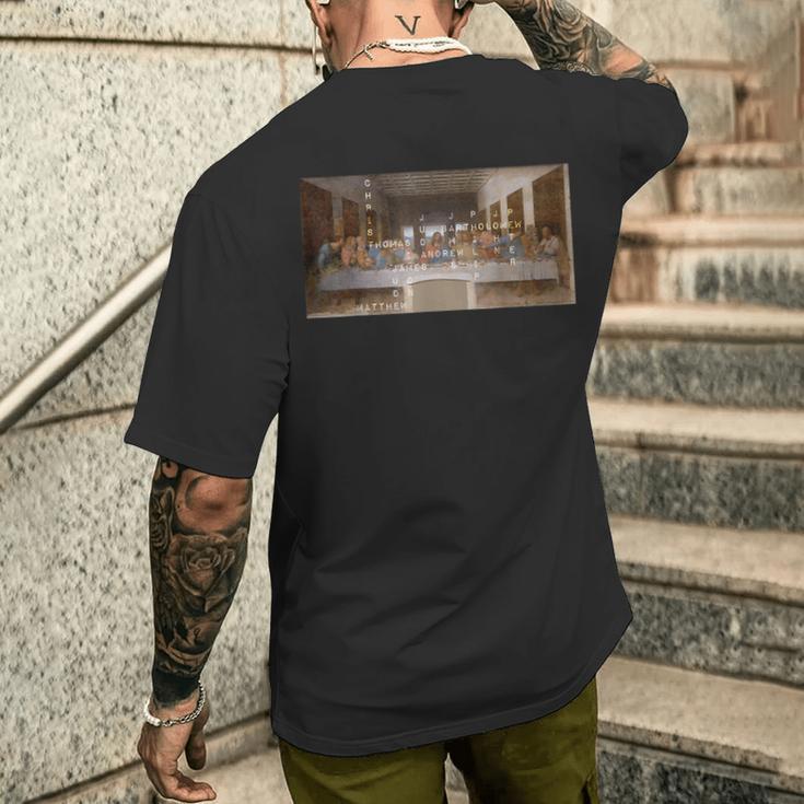 最後の晩餐に12人の使徒がいる主イエス・キリスト メンズTシャツ バックプリント 彼への贈り物
