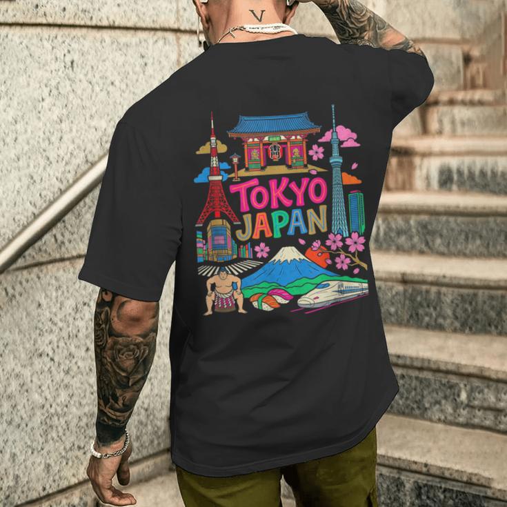 東京 日本 旅行 お土産 都市 ランドマーク 観光 ギフト メンズTシャツ バックプリント 彼への贈り物