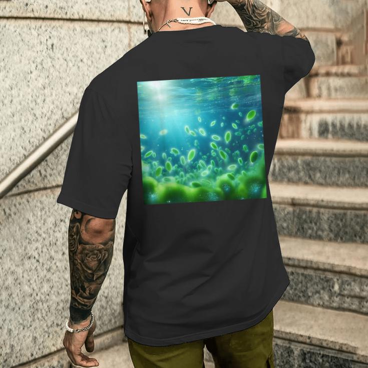 植物プランクトン 動物プランクトン バクテリオプランクトン メンズTシャツ バックプリント 彼への贈り物