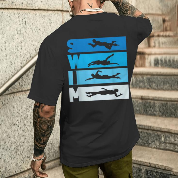 水泳 スイマー 水泳コーチ メンズTシャツ バックプリント 彼への贈り物