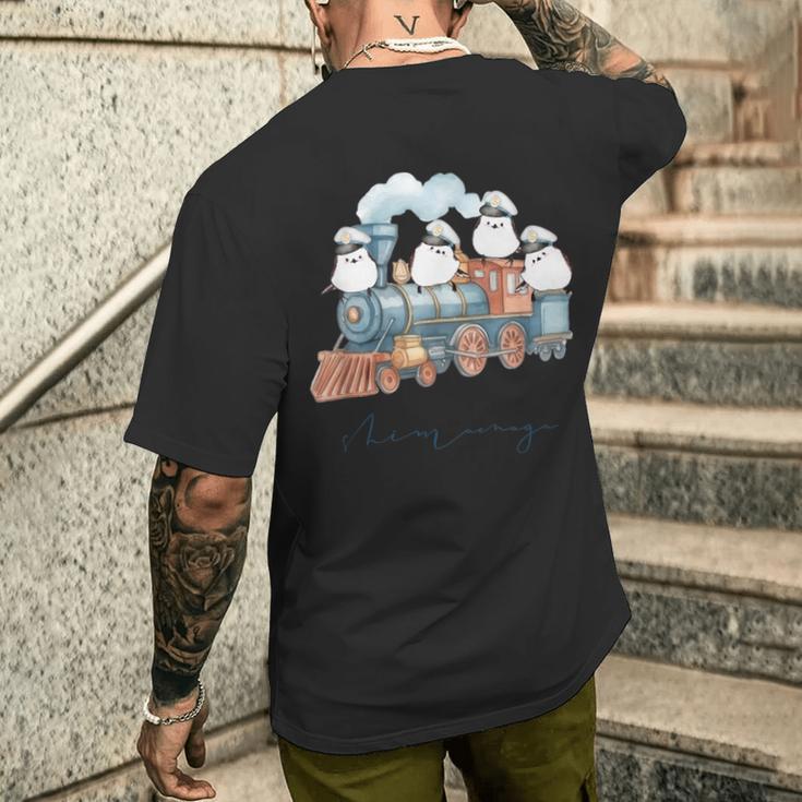 汽車とシマエナガ メンズTシャツ バックプリント 彼への贈り物