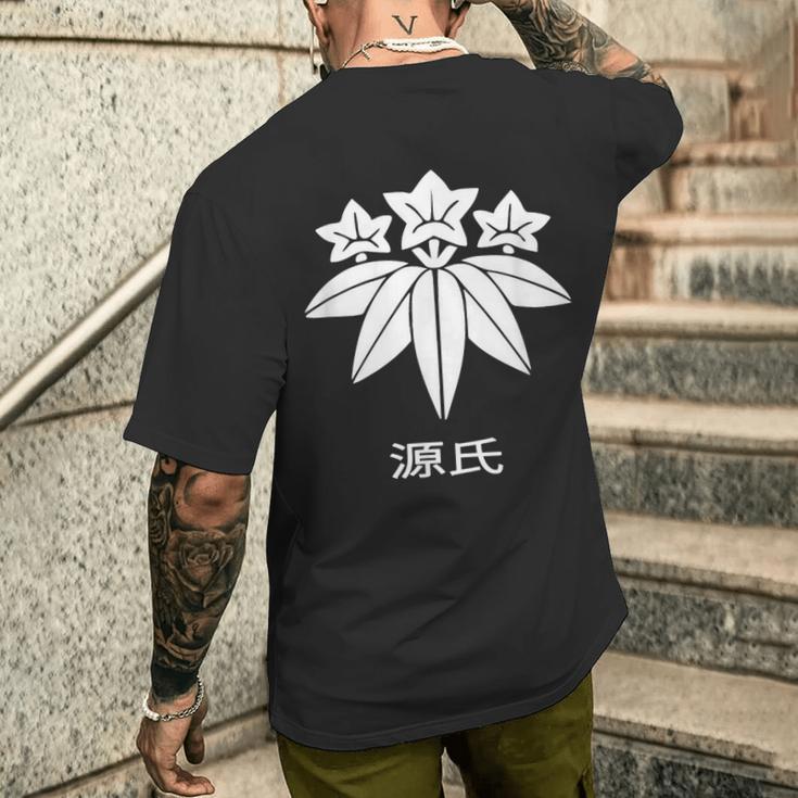 源氏 かもんと漢字 日本武士一族 メンズTシャツ バックプリント 彼への贈り物