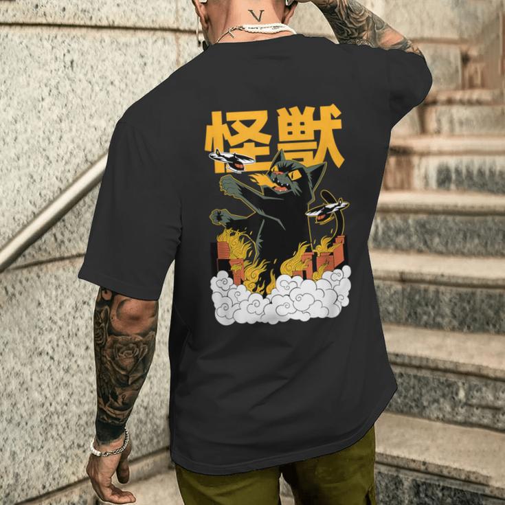 猫 怪獣 面白いtシャツ ネコ にゃんこ 文字入り メンズ おもしろ 面白い 服 おもしろグッズ かわいいイラスト ネタ メンズTシャツ バックプリント 彼への贈り物