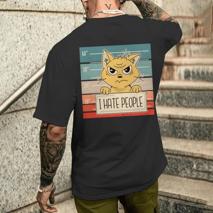 猫の刑務所 刑務所の囚人 悪いキティのマグショット 私は人間が嫌いです 長袖tシャツ メンズTシャツ バックプリント 彼への贈り物