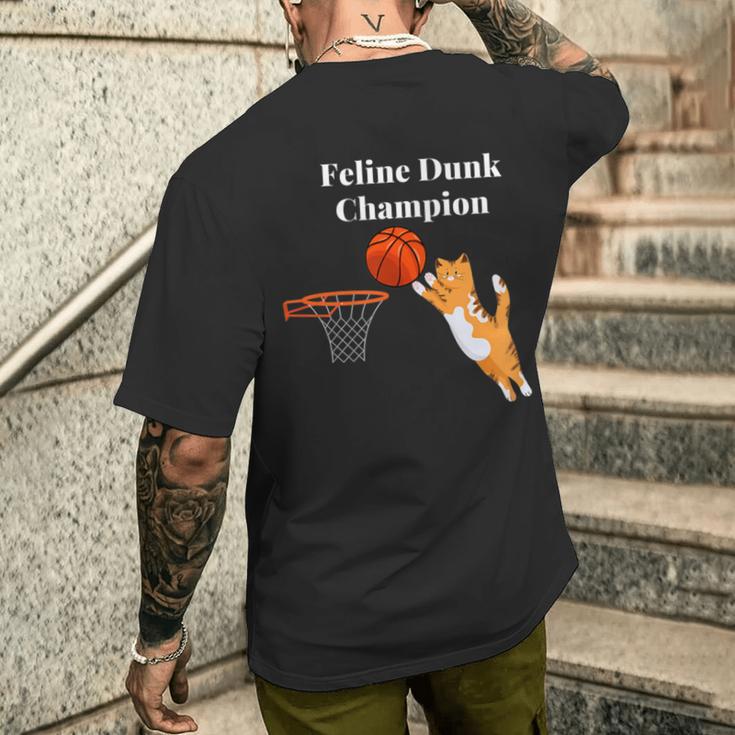 猫ダンク チャンピオン バスケットボールを踊る猫 メンズTシャツ バックプリント 彼への贈り物