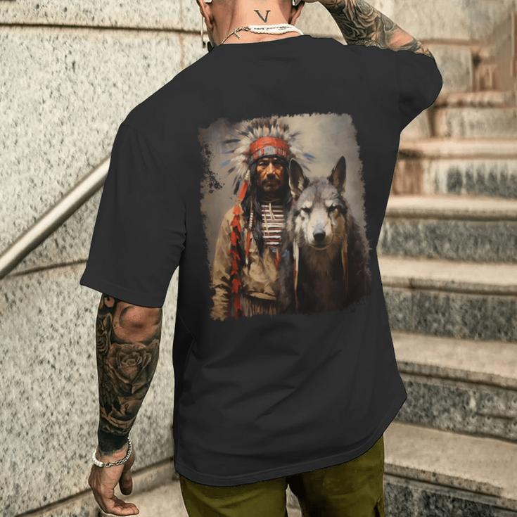 男と狼 長袖tシャツ メンズTシャツ バックプリント 彼への贈り物