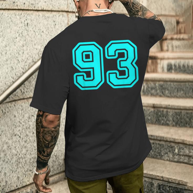 番号 93 シアン スポーツ番号 メンズTシャツ バックプリント 彼への贈り物