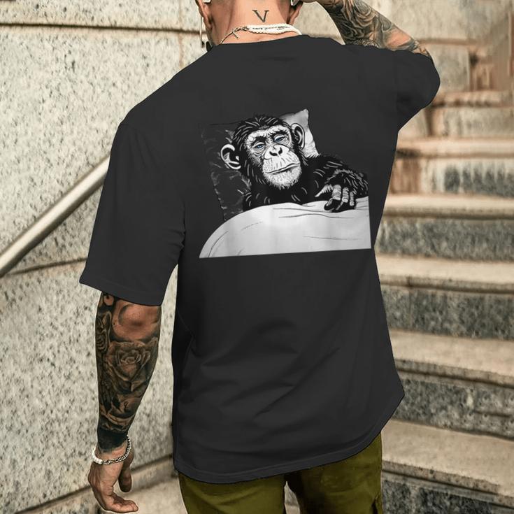 眠る猿 眠っている動物 眠る猿 昼寝 お昼 メンズTシャツ バックプリント 彼への贈り物