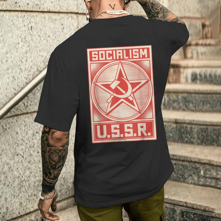 社会主義ソ連ovi8 ヴィンテージプロパガンダ。 メンズTシャツ バックプリント 彼への贈り物
