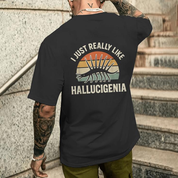 私は本当にハルキゲニアの面白いカンブリア爆発が好きです メンズTシャツ バックプリント 彼への贈り物