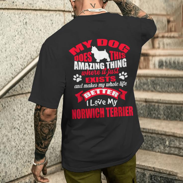 私は私のノリッジ テリア犬の面白い子犬の恋人を愛してください。 メンズTシャツ バックプリント 彼への贈り物