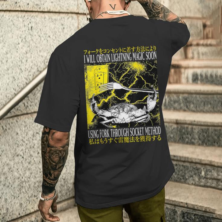 稲妻の魔法が手に入る 近いヴィンテージ日本蟹 メンズTシャツ バックプリント 彼への贈り物