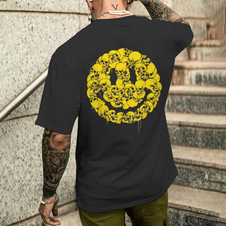 笑顔 顔 絵文字 パンクロック スカル ゴシック ボーンズ メンズTシャツ バックプリント 彼への贈り物