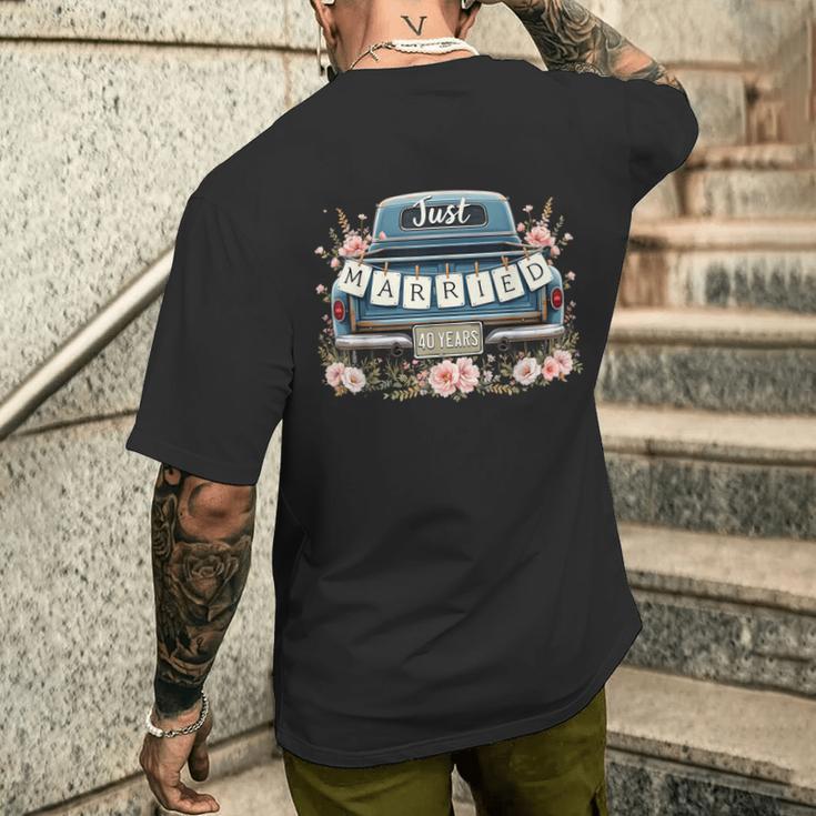 結婚40年 おもしろ40周年結婚記念カップル メンズTシャツ バックプリント 彼への贈り物