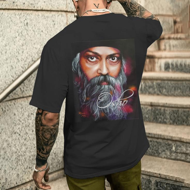 絵画から見たoshoの肖像画 メンズTシャツ バックプリント 彼への贈り物