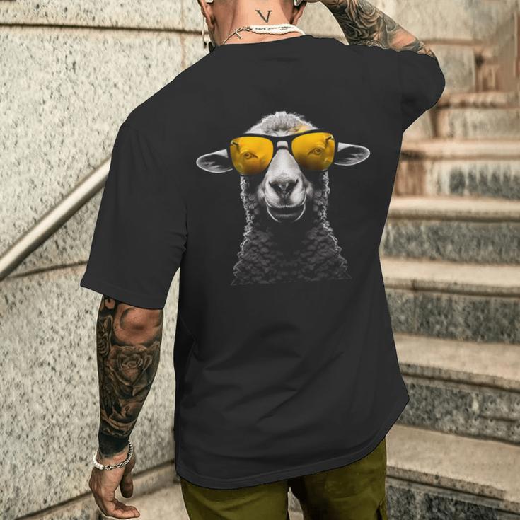 羊 サングラス アート 動物 イラスト グラフィック 羊 メンズTシャツ バックプリント 彼への贈り物