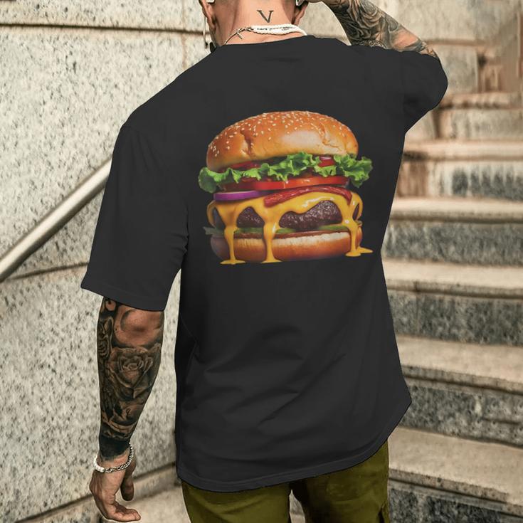 美味しそうなハンバーガー メンズTシャツ バックプリント 彼への贈り物