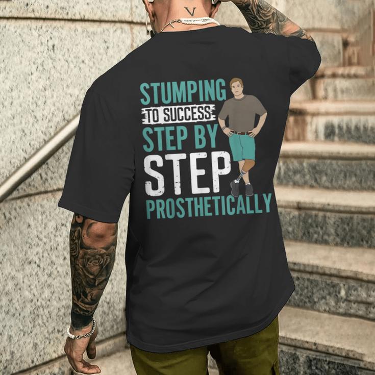 義足義肢切断者 切り株 成功へ 義肢 メンズTシャツ バックプリント 彼への贈り物