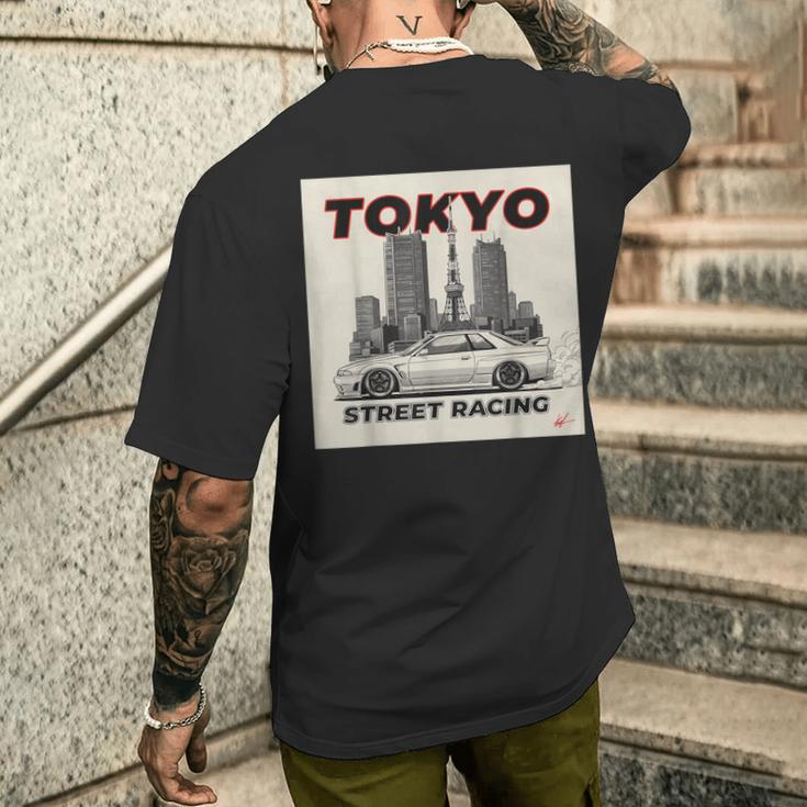 自動車愛好家のための東京ストリートレーシングカーデザイン メンズTシャツ バックプリント 彼への贈り物