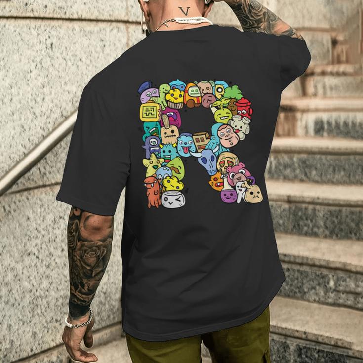 英文字 R アルファベット R 名前 イニシャル モノグラム シャツ メンズTシャツ バックプリント 彼への贈り物