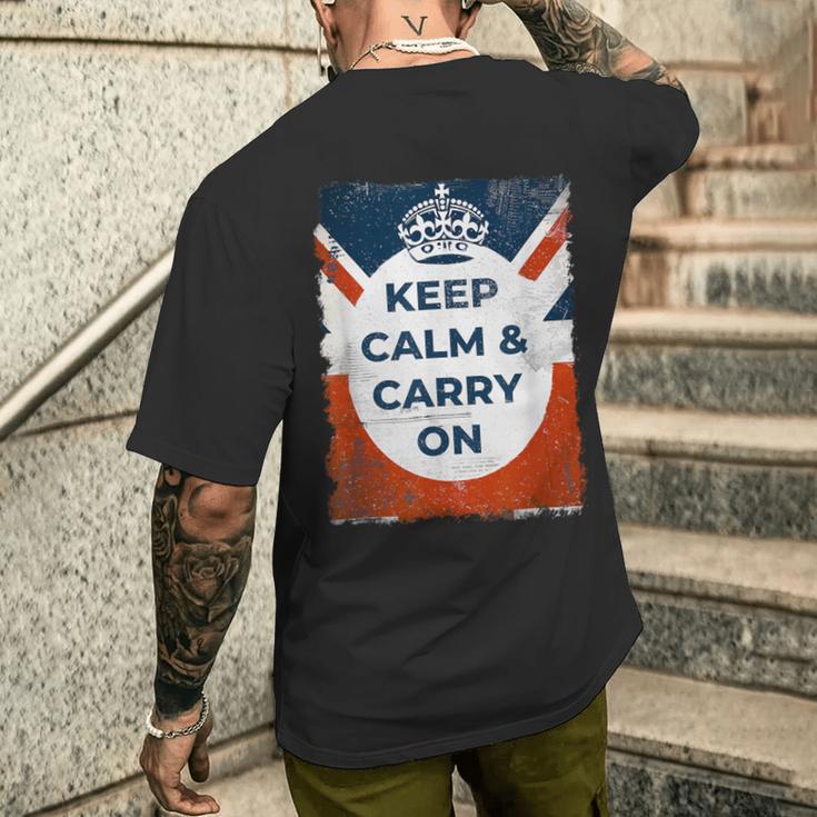落ち着いてキャリー・オン・ユニオンジャック メンズTシャツ バックプリント 彼への贈り物