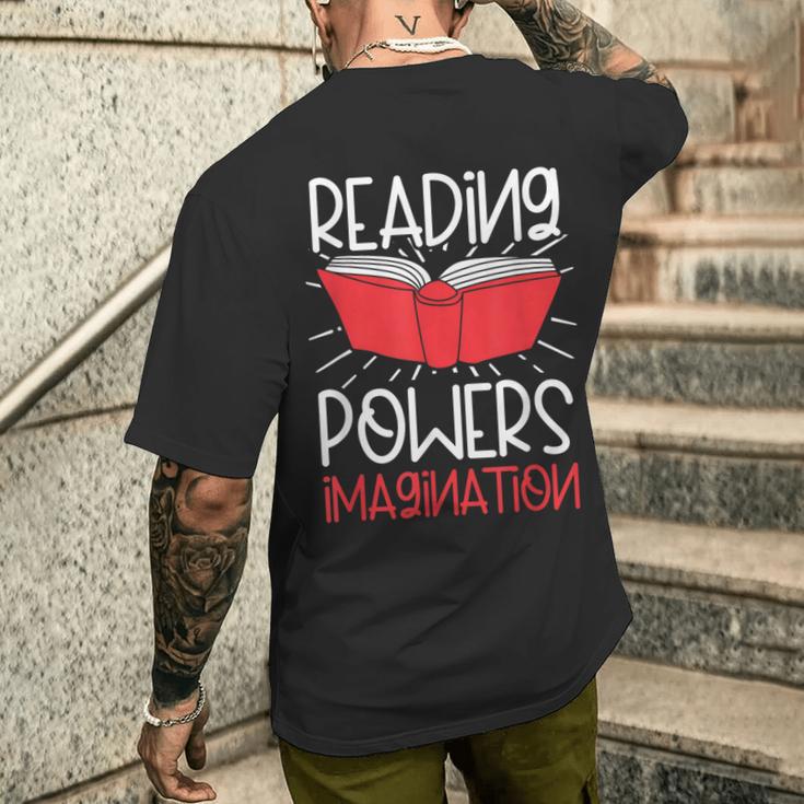 読書力 想像力 本の虫 本オタク 読書 メンズTシャツ バックプリント 彼への贈り物