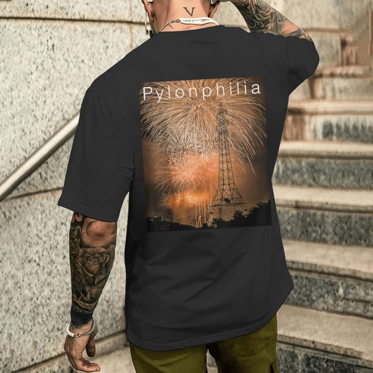送電鉄塔 -Pylonphilia- メンズTシャツ バックプリント 彼への贈り物