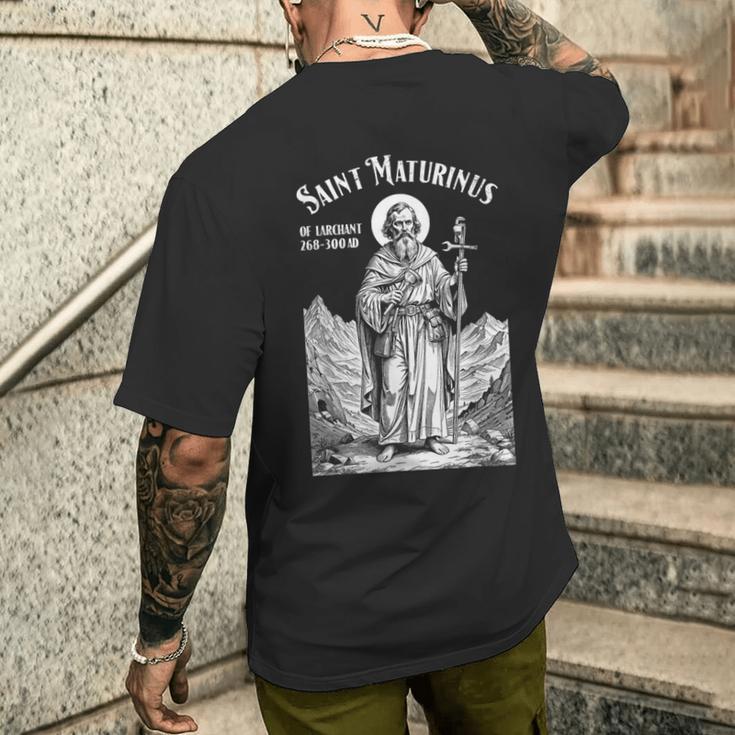 配管工 配管 守護聖人 マチュリヌス ヴィンテージ パイプレンチ メンズTシャツ バックプリント 彼への贈り物